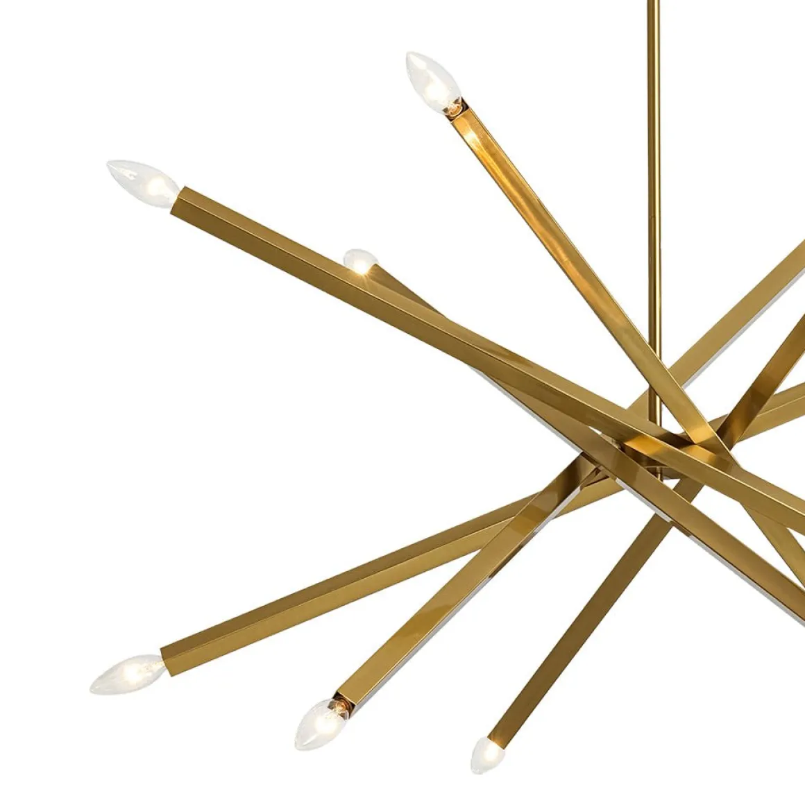 Brass 12-Light Adjustable Linear Rod Sputnik Chandelier