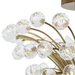 Brass 4-Light Bloom Bouquet Crystal Starburst Semi Flush Mount