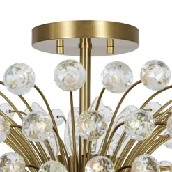 Brass 4-Light Bloom Bouquet Crystal Starburst Semi Flush Mount
