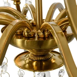 Brass 5-Light Candle Style Crystal Crown Semi Flush Mount