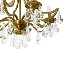 Brass 5-Light Candle Style Crystal Crown Semi Flush Mount