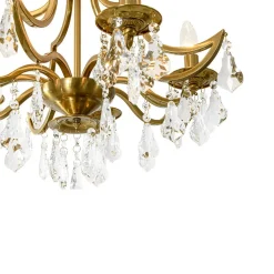 Brass 5-Light Candle Style Crystal Crown Semi Flush Mount