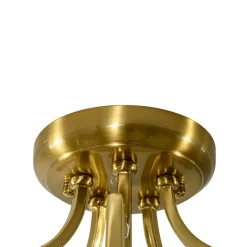 Brass 5-Light Candle Style Crystal Crown Semi Flush Mount