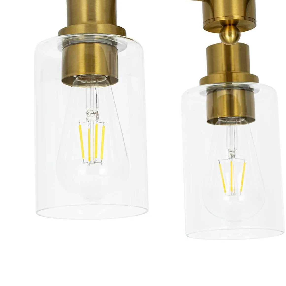 Brass 3-Light Clear Glass Cylinder Semi Flush Mount