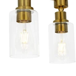 Brass 3-Light Clear Glass Cylinder Semi Flush Mount