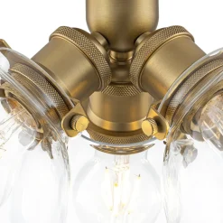 Brass 3-Light Clear Glass Glass Globe Ceiling Light
