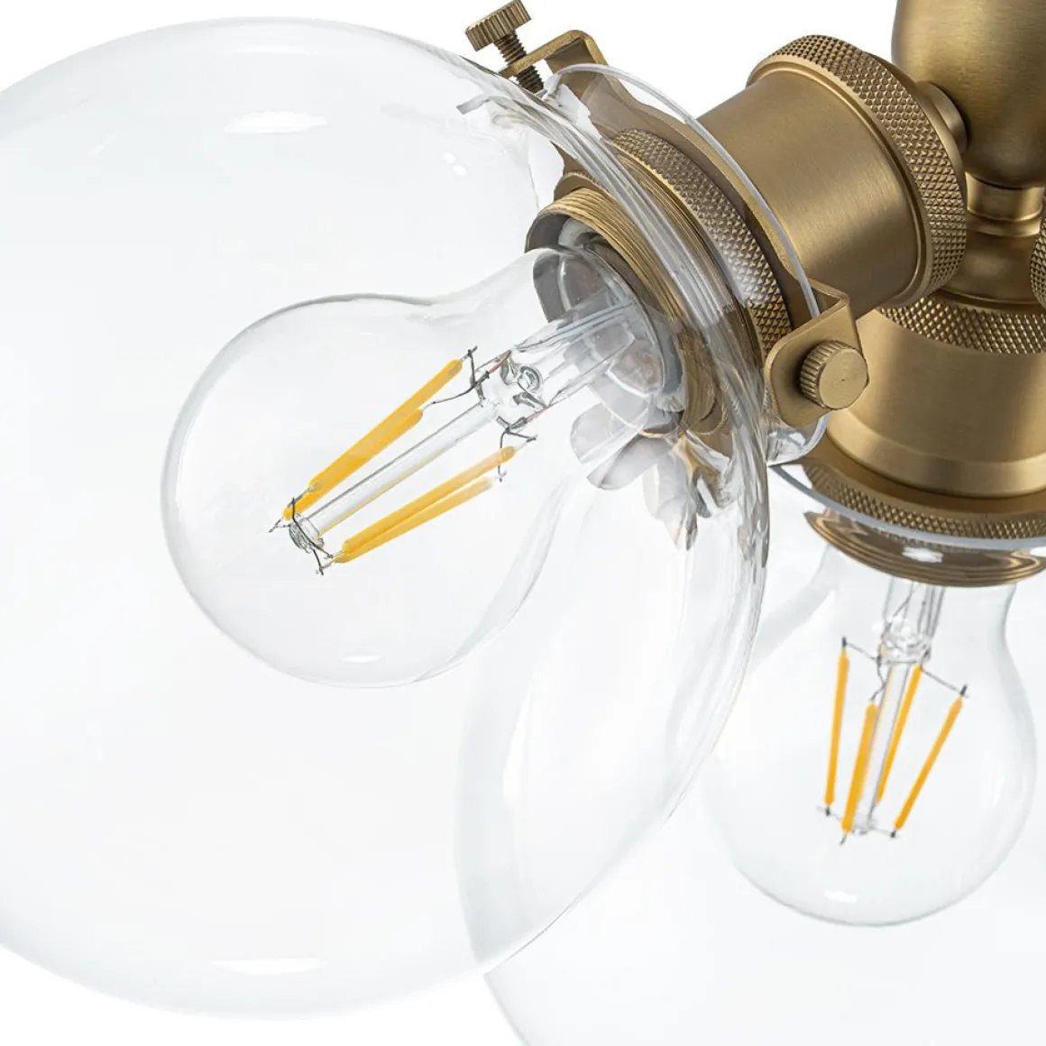 Brass 3-Light Clear Glass Glass Globe Ceiling Light