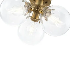 Brass 3-Light Clear Glass Glass Globe Ceiling Light