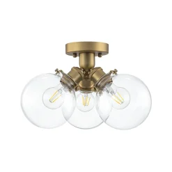 Brass 3-Light Clear Glass Glass Globe Ceiling Light