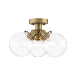 Brass 3-Light Clear Glass Glass Globe Ceiling Light