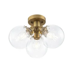 Brass 3-Light Clear Glass Glass Globe Ceiling Light