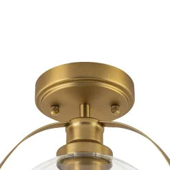 Brass 1-Light Clear Glass Sphere Globe Semi-Flush Mount
