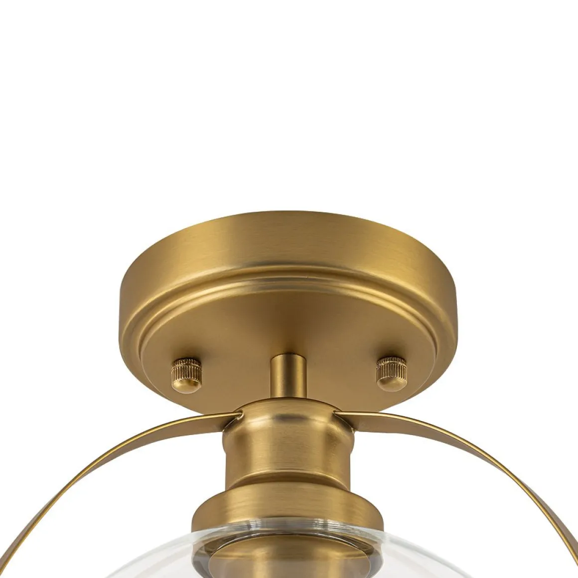 Brass 1-Light Clear Glass Sphere Globe Semi-Flush Mount