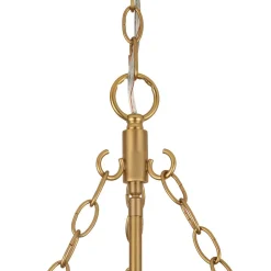 Brass 1-Light Clear Textured Glass Conical Cage Pendant