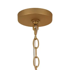 Brass 1-Light Clear Textured Glass Conical Cage Pendant