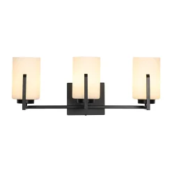 Brass 3-Light Frosted Glass Cylindrical Shade Vanity Wall Sconce