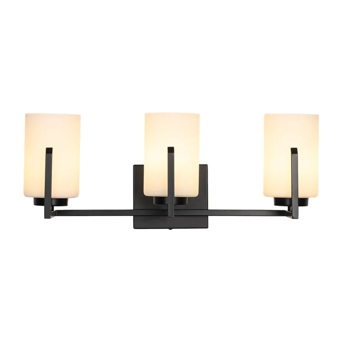 Brass 3-Light Frosted Glass Cylindrical Shade Vanity Wall Sconce