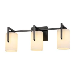Brass 3-Light Frosted Glass Cylindrical Shade Vanity Wall Sconce