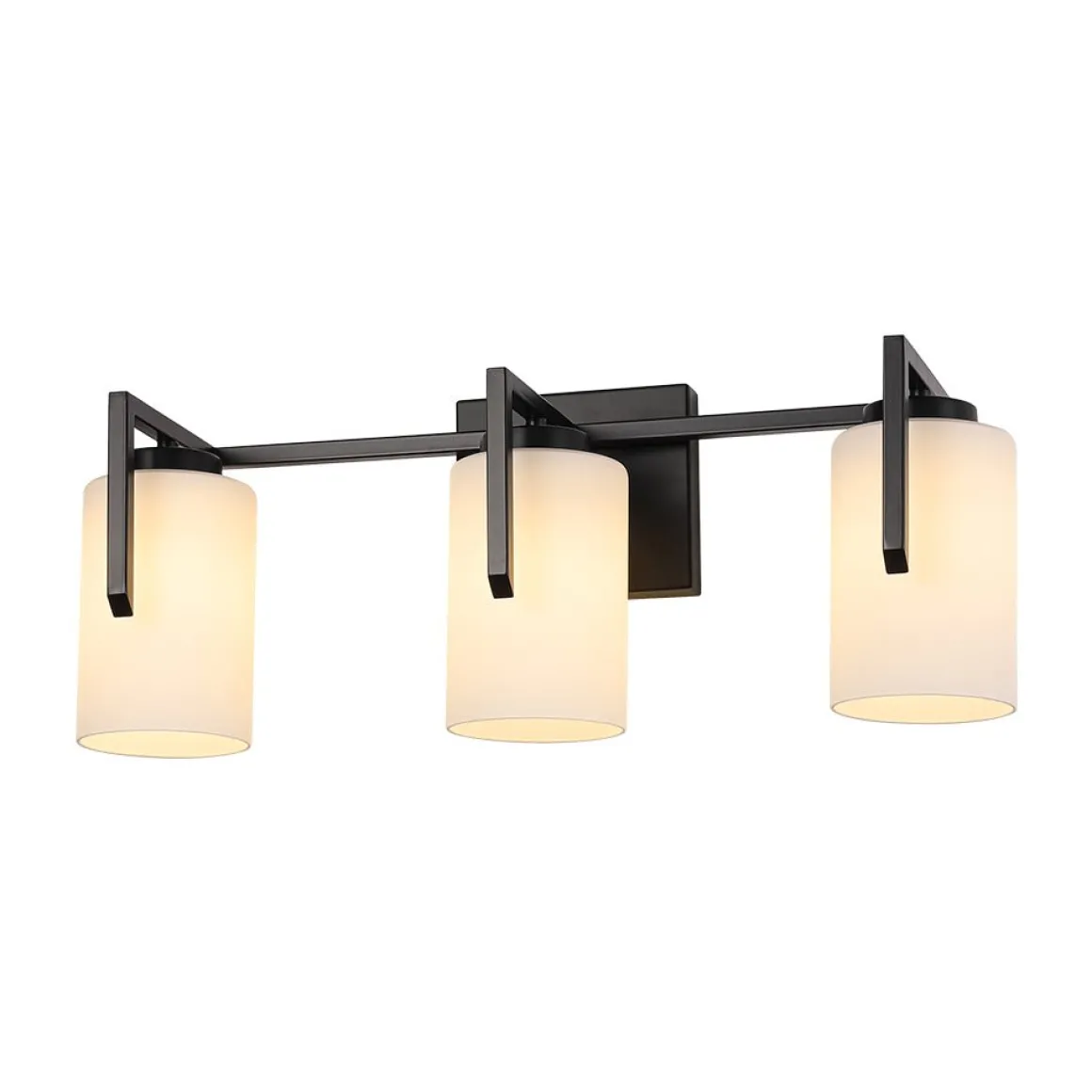 Brass 3-Light Frosted Glass Cylindrical Shade Vanity Wall Sconce