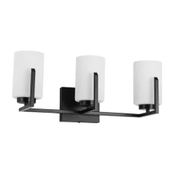 Brass 3-Light Frosted Glass Cylindrical Shade Vanity Wall Sconce