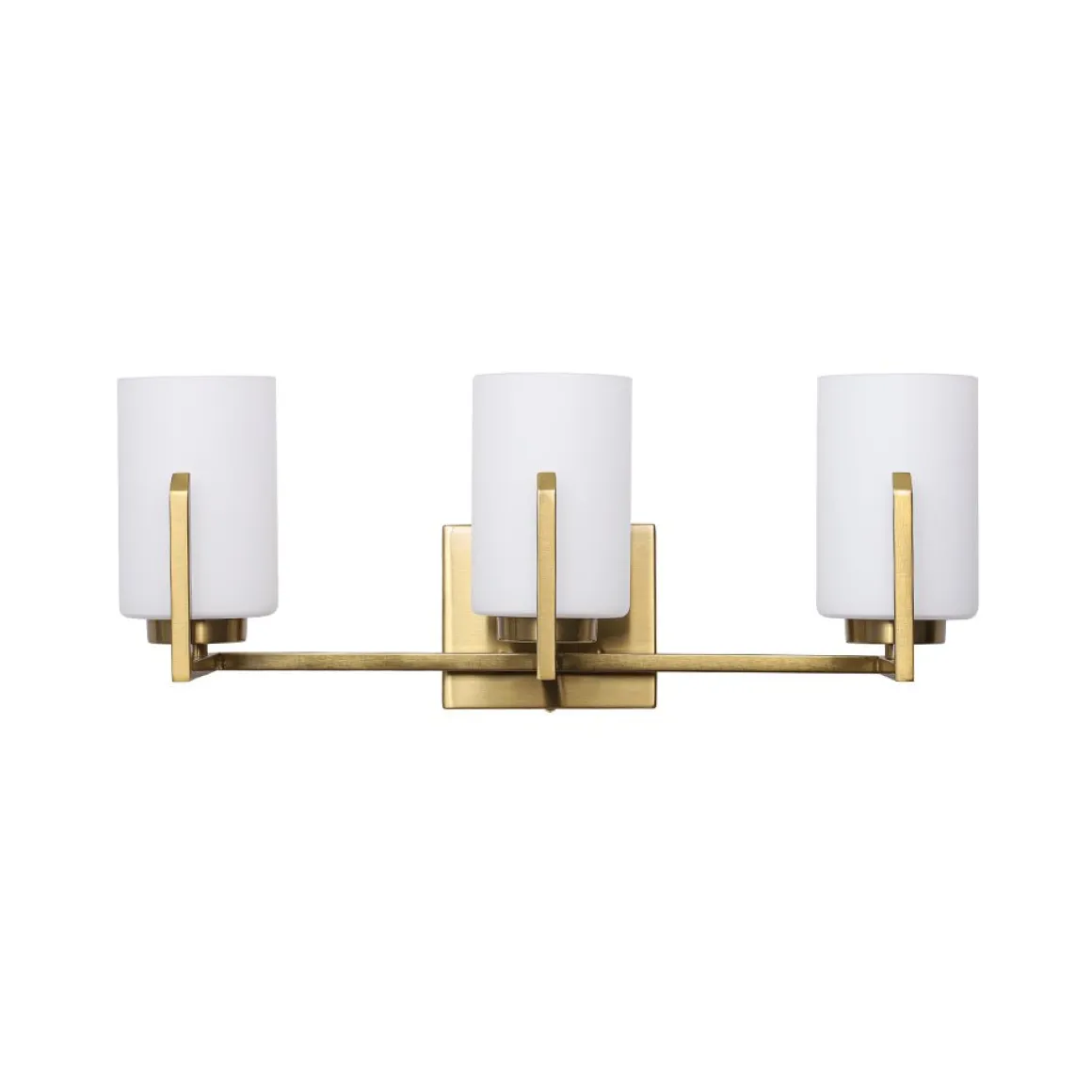 Brass 3-Light Frosted Glass Cylindrical Shade Vanity Wall Sconce