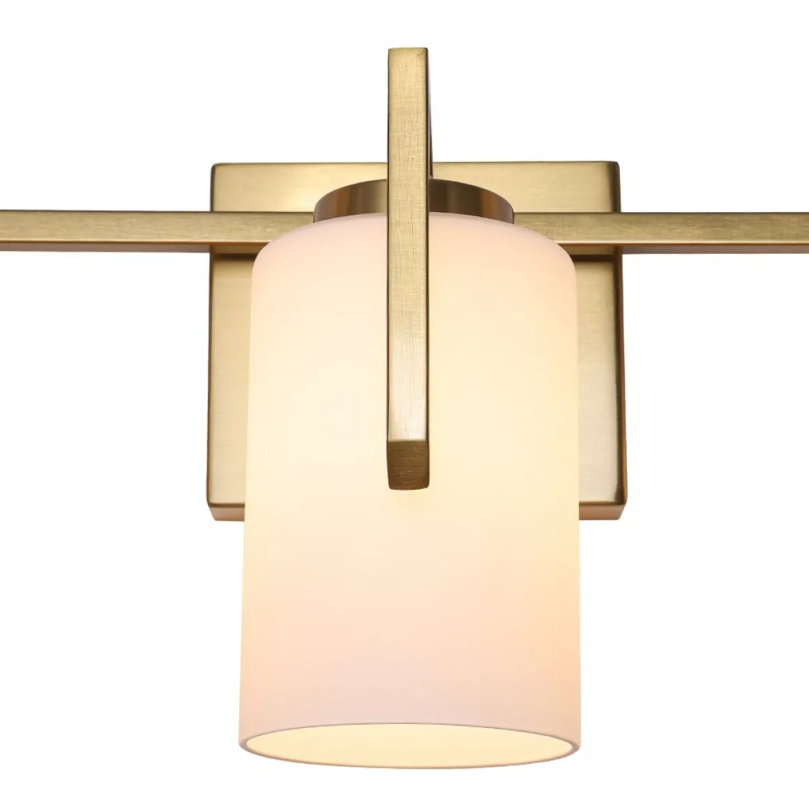 Brass 3-Light Frosted Glass Cylindrical Shade Vanity Wall Sconce