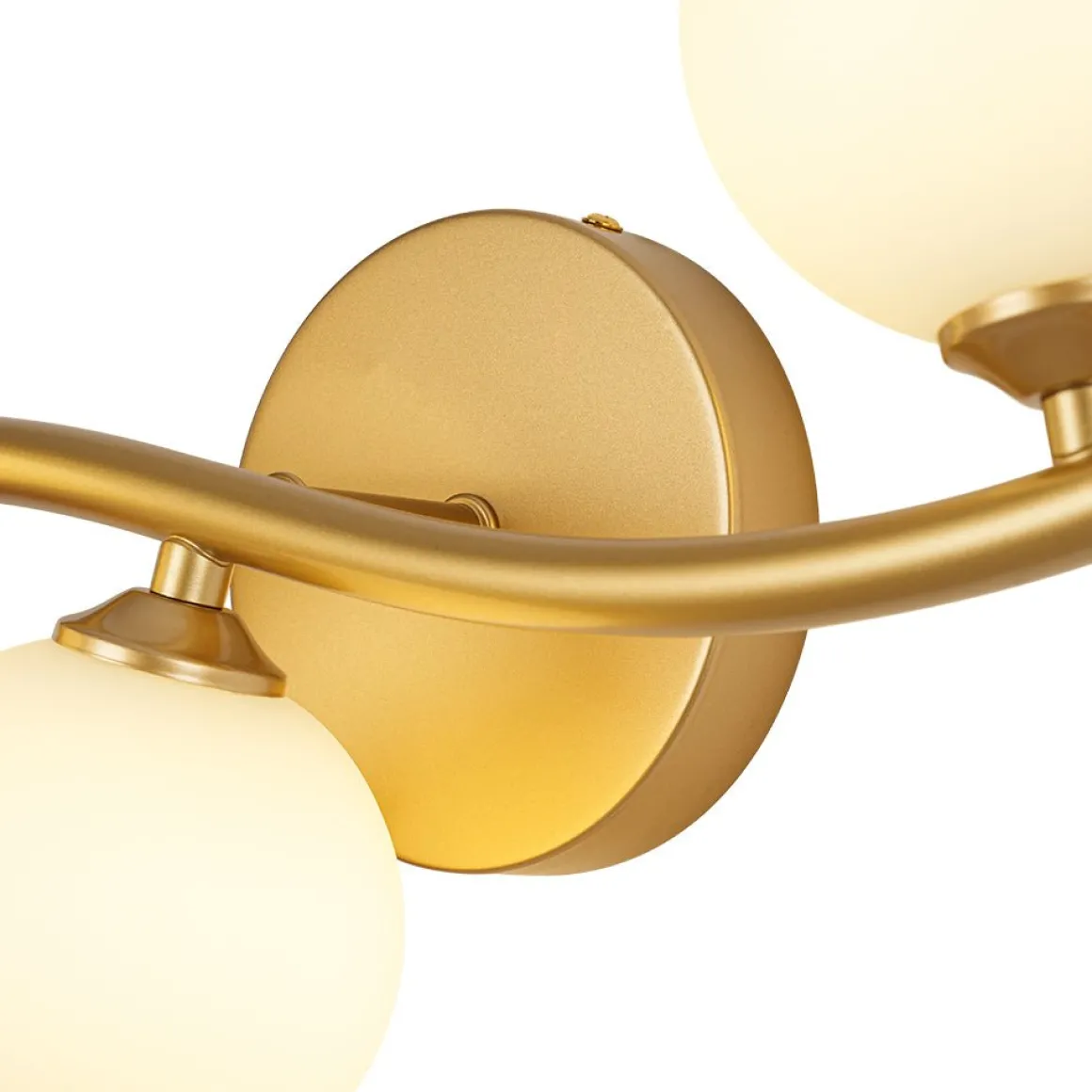 Brass 3-Light Frosted Glass Globe Semi Flush Wall Lamp
