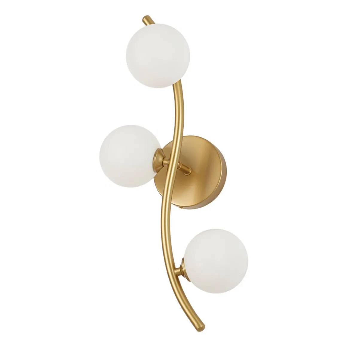 Brass 3-Light Frosted Glass Globe Semi Flush Wall Lamp