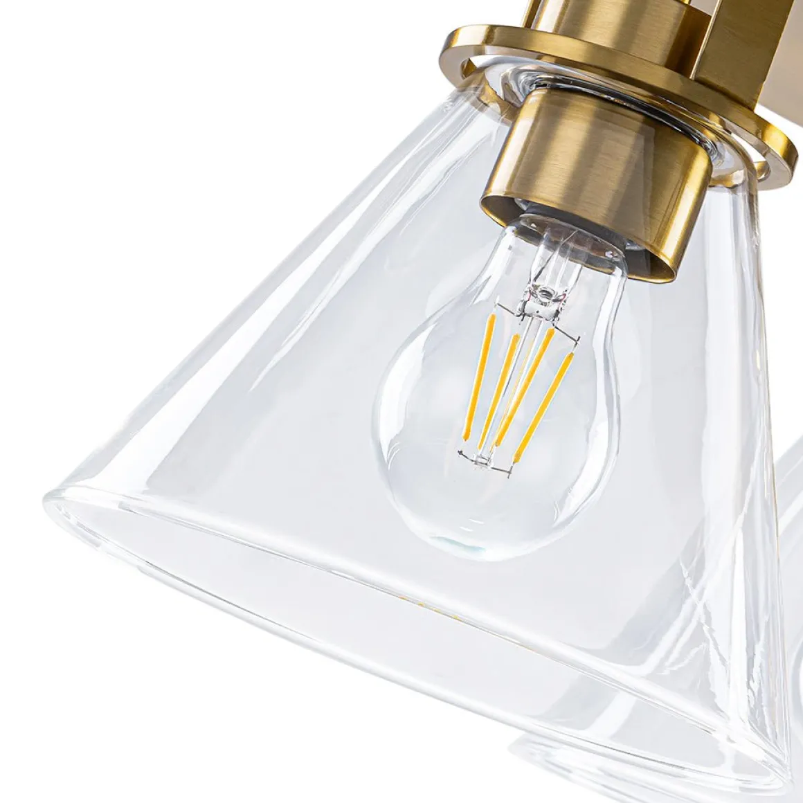 Brass 3-Light Glass Conical Shade Round Ceiling Light