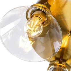 Brass 3-Light Glass Conical Shade Round Ceiling Light