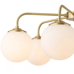 Brass 6-Light Milky White Globe Round Chandelier