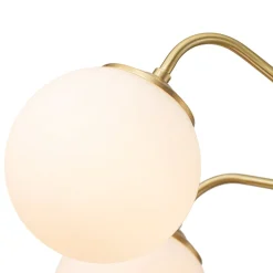 Brass 6-Light Milky White Globe Round Chandelier