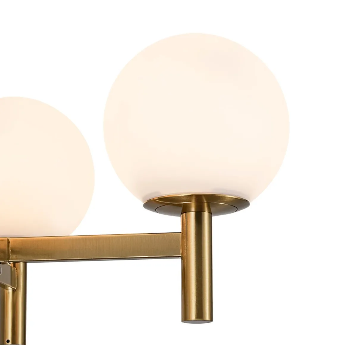 Brass 4-Light Opal Glass Globe Round Sputnik Chandelier