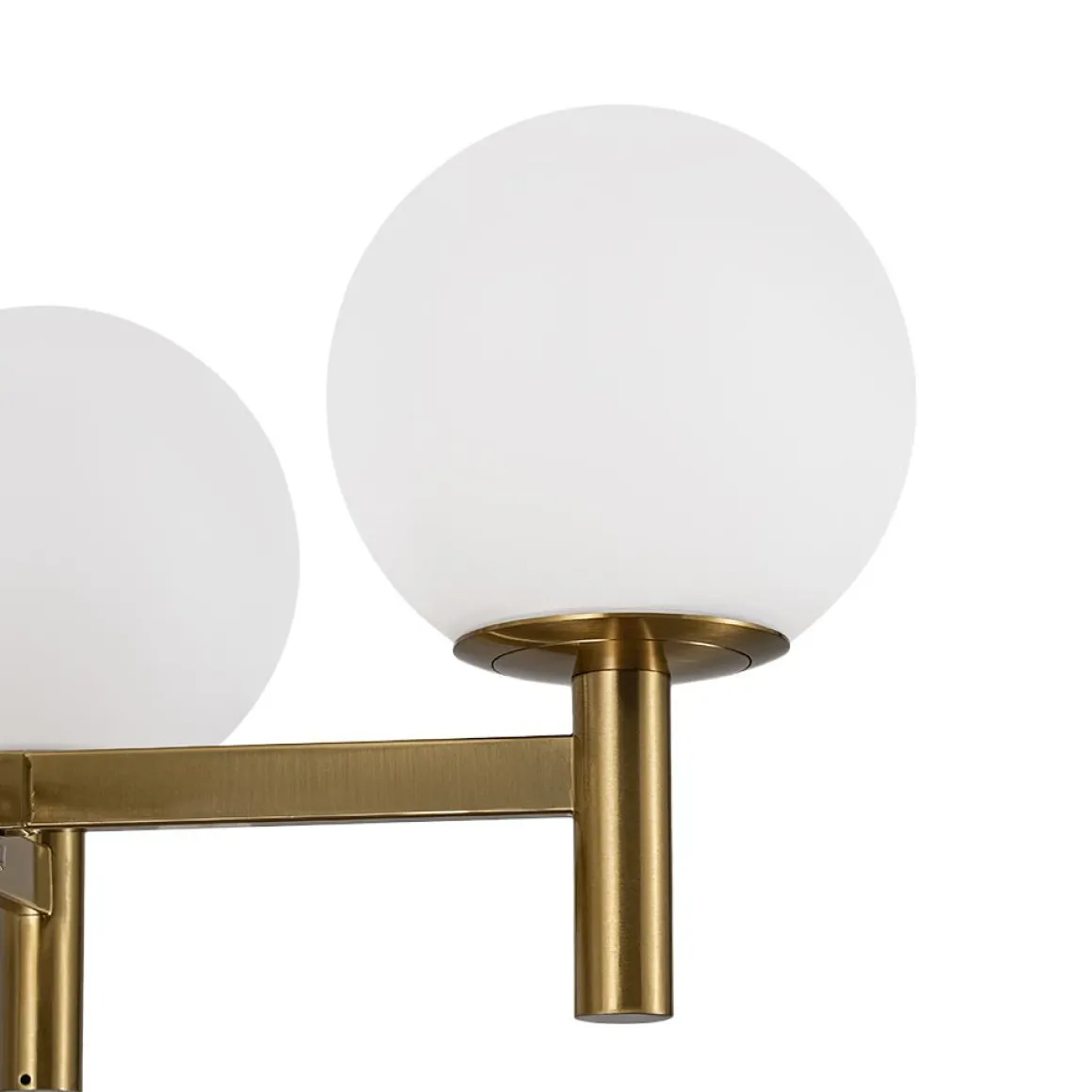 Brass 4-Light Opal Glass Globe Round Sputnik Chandelier