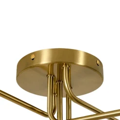 Brass 5-Light Tiered Linear Sputnik Semi Flush Mount