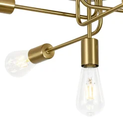Brass 5-Light Tiered Linear Sputnik Semi Flush Mount