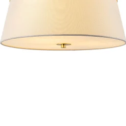 Brass 3-Light White Fabric Drum Cage Semi Flush Mount