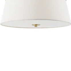 Brass 3-Light White Fabric Drum Cage Semi Flush Mount