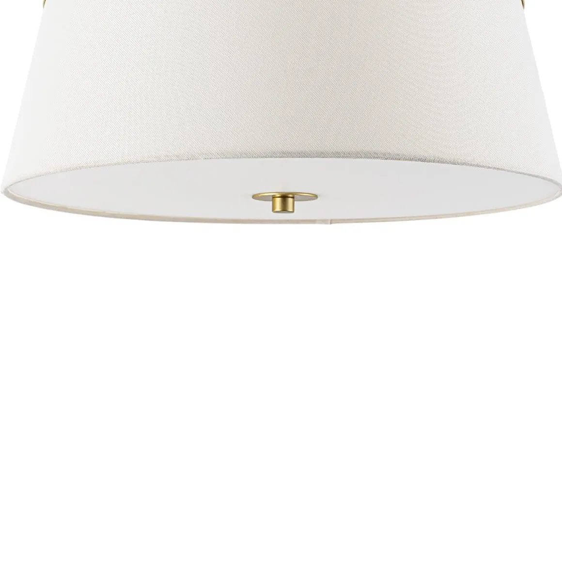 Brass 3-Light White Fabric Drum Cage Semi Flush Mount