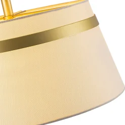 Brass 3-Light White Fabric Drum Cage Semi Flush Mount