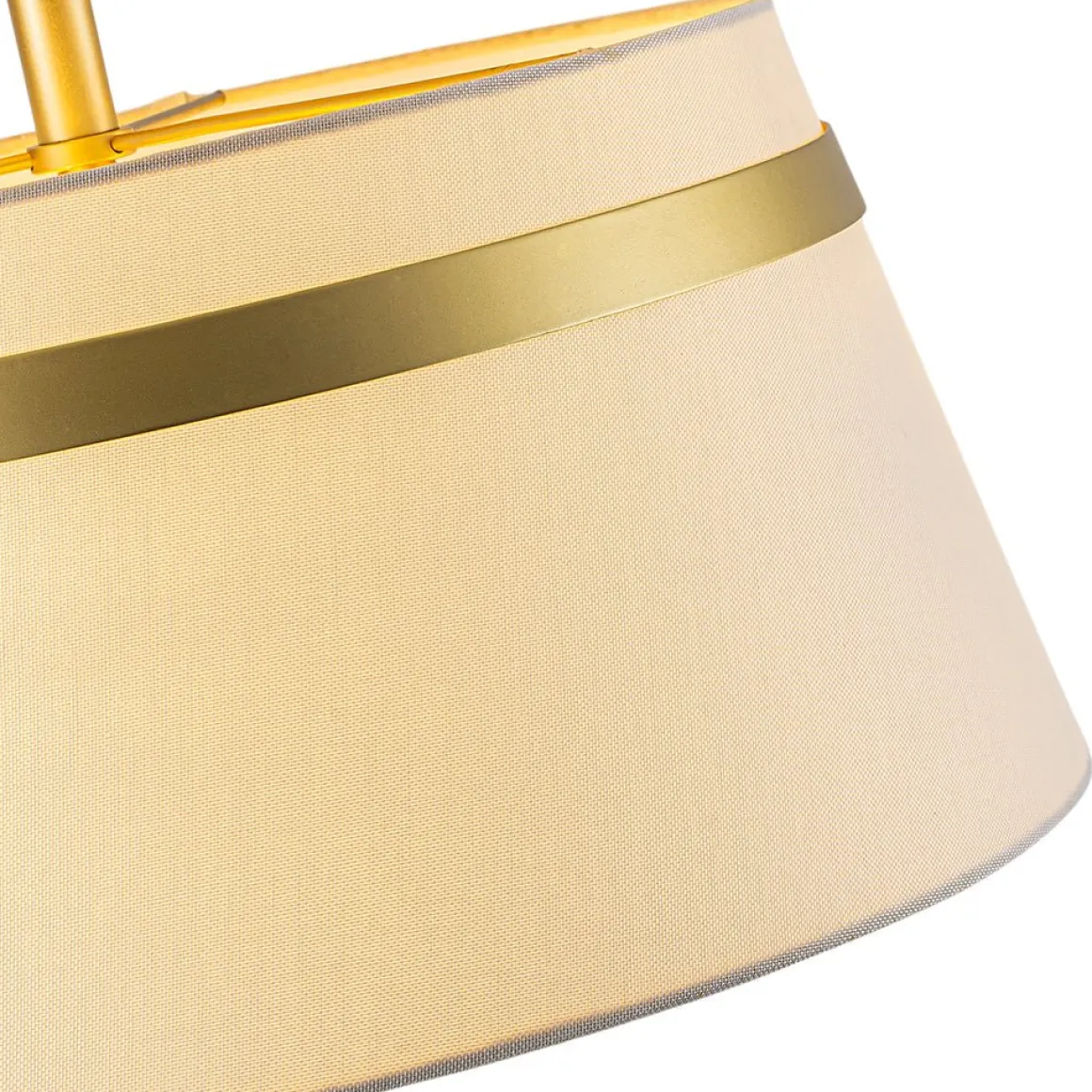 Brass 3-Light White Fabric Drum Cage Semi Flush Mount