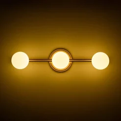 Brass Linear Opal Glass Globe Semi Flush Mount Vanity Light