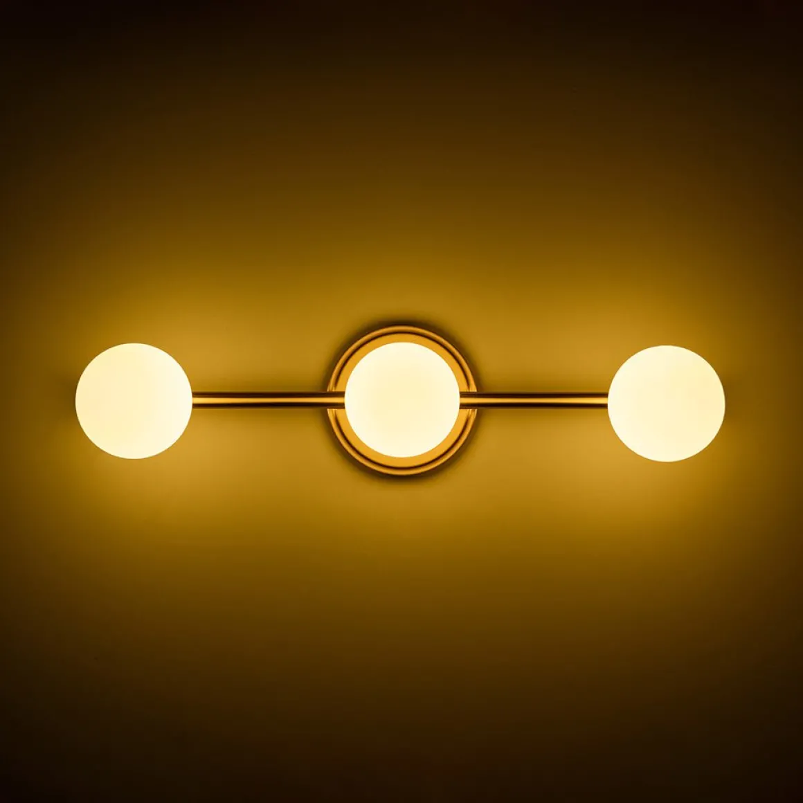 Brass Linear Opal Glass Globe Semi Flush Mount Vanity Light