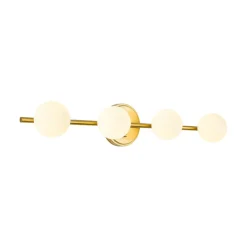 Brass Linear Opal Glass Globe Semi Flush Mount Vanity Light