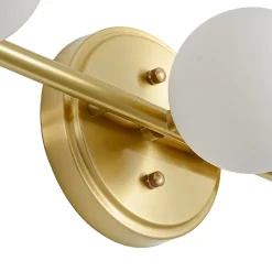 Brass Linear Opal Glass Globe Semi Flush Mount Vanity Light