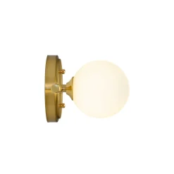 Brass Linear Opal Glass Globe Semi Flush Mount Vanity Light