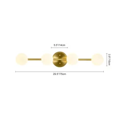 Brass Linear Opal Glass Globe Semi Flush Mount Vanity Light