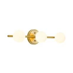 Brass Linear Opal Glass Globe Semi Flush Mount Vanity Light