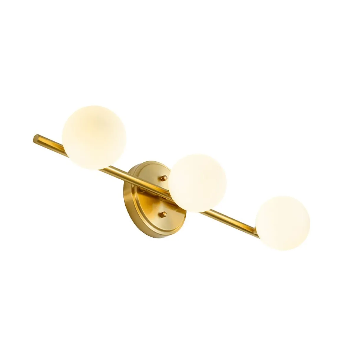 Brass Linear Opal Glass Globe Semi Flush Mount Vanity Light