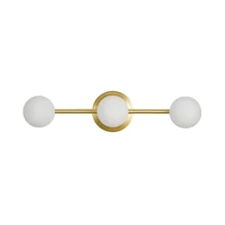 Brass Linear Opal Glass Globe Semi Flush Mount Vanity Light